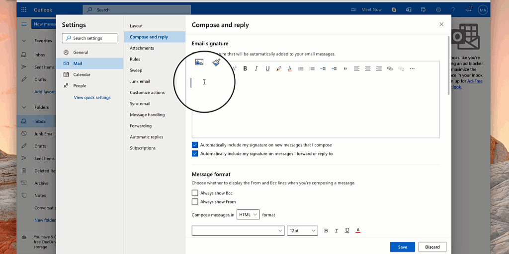 How do I add my email signature to Outlook Live (Web App)? Dominion