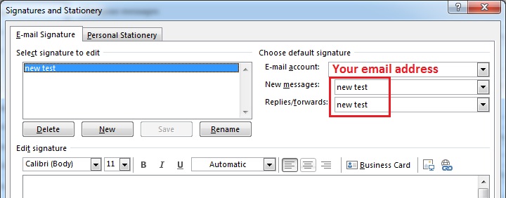 how to add signature in outlook 2016 reply email